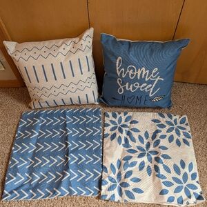 Blue and White Decorative Pillow Covers Set